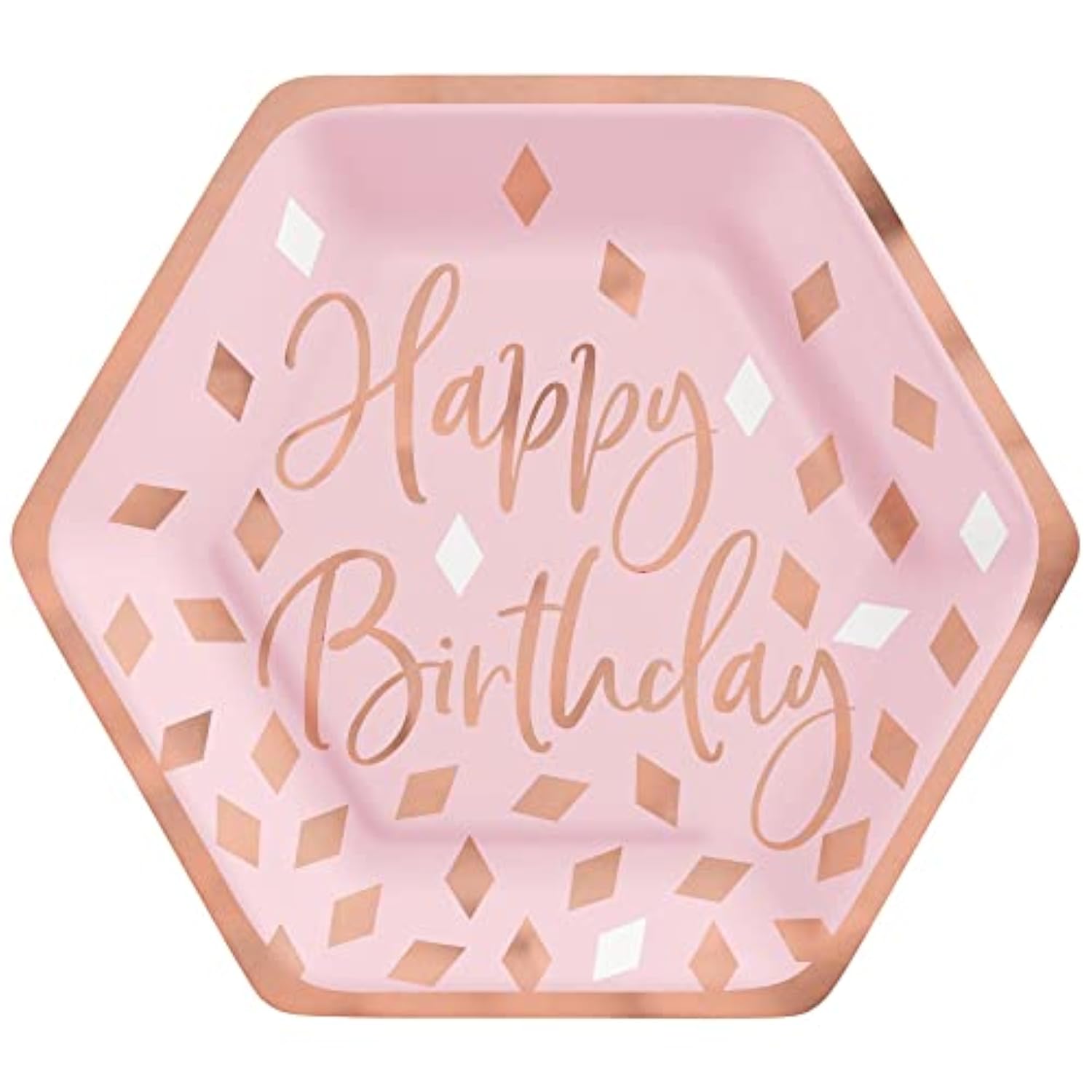 Happy Birthday Dessert Party Supply Pack | Bundle Includes Paper Appetizer/Dessert Plates And Napkins For 16 People | Rose Gold And Blush Design | Sparkly Birthday Supplies For Her