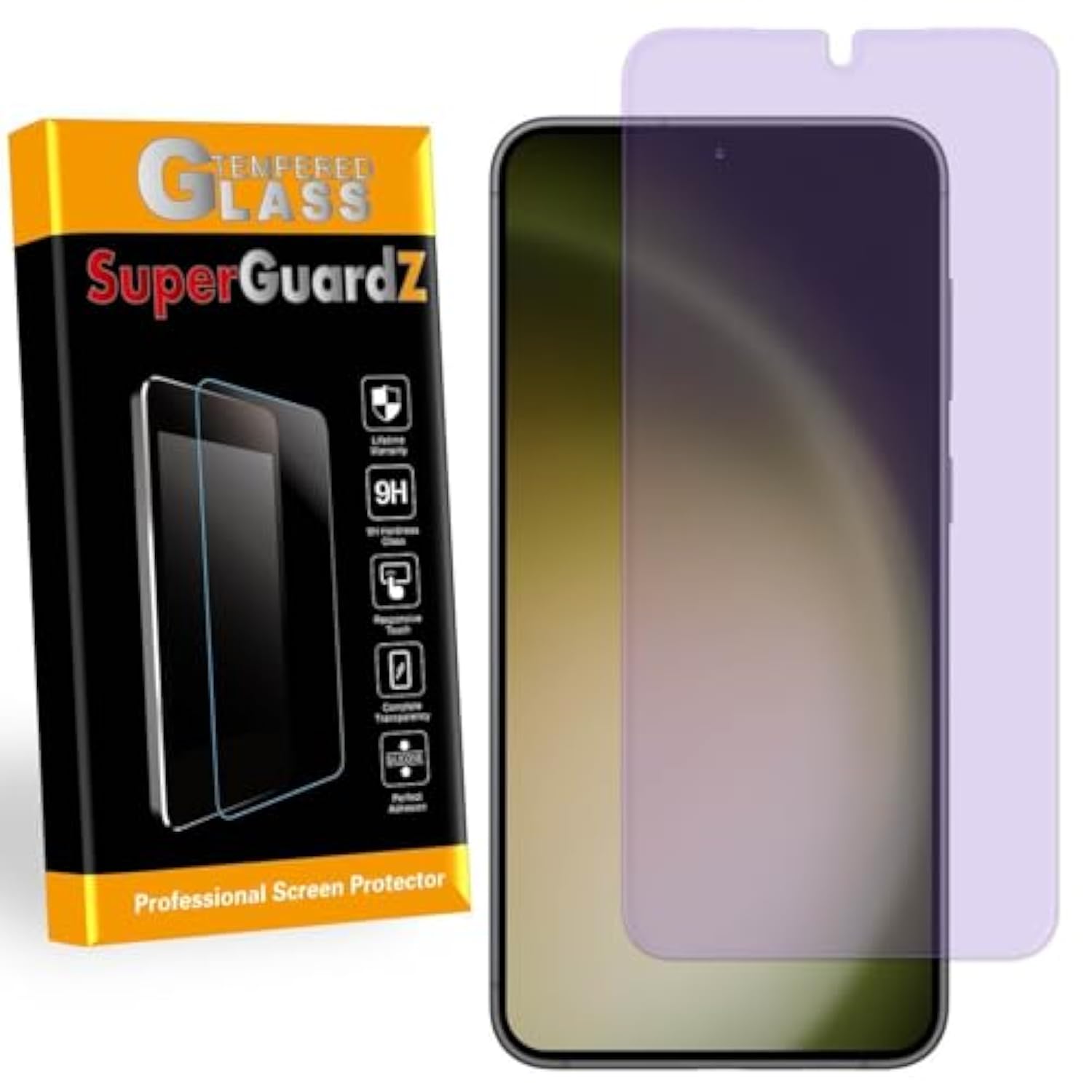 SuperGuardZ [2-PACK] For Samsung Galaxy S25 / S24 Screen Protector Anti Blue Light Tempered Glass, Eye Protection, 9H, 0.3mm, Anti-Scratch, Anti-Bubble