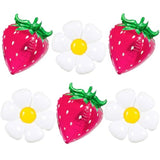 6Pcs 4D Pink Strawberry Balloon Flower Balloon For Strawberry Birthday Party Decorations Fruit Birthday Party Decor Spring Summer Party Picnic Parties Baby Shower Wedding Party Decoration