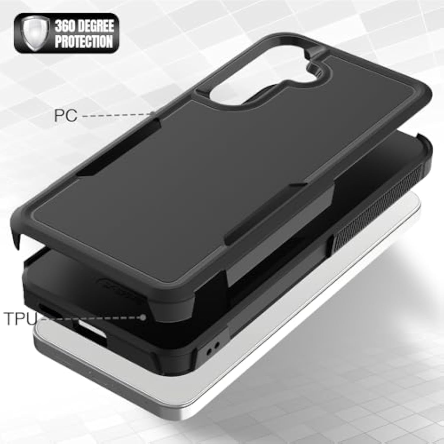 Samsung Galaxy S25 FE Heavy Duty Dual Layer Protective Case with HD Screen Protector - Military Grade Bumper for Samsung Galaxy S25 FE, Black