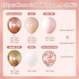 132Pcs Rose Gold Balloon Arch Kit with Confetti Balloons for Party & Event Decor