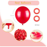 100 Pcs Red 12" Latex Balloons Helium Quality with 66ft Ribbons Party Decor