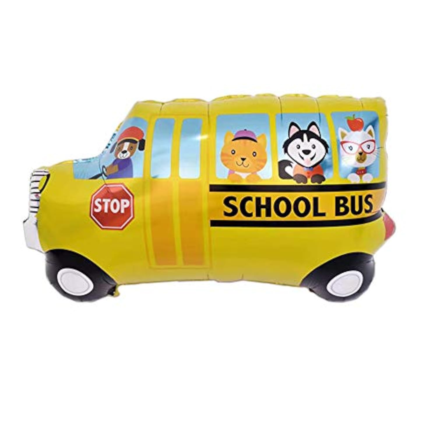 F 2Pcs Big Toy Vehicle Car Foil Ballon Kids Baby Shower Boy Tank Plane Ship Ambulance Bus Fire Truck Birthday Party Decoration Train Cars Balloons (School Bus)