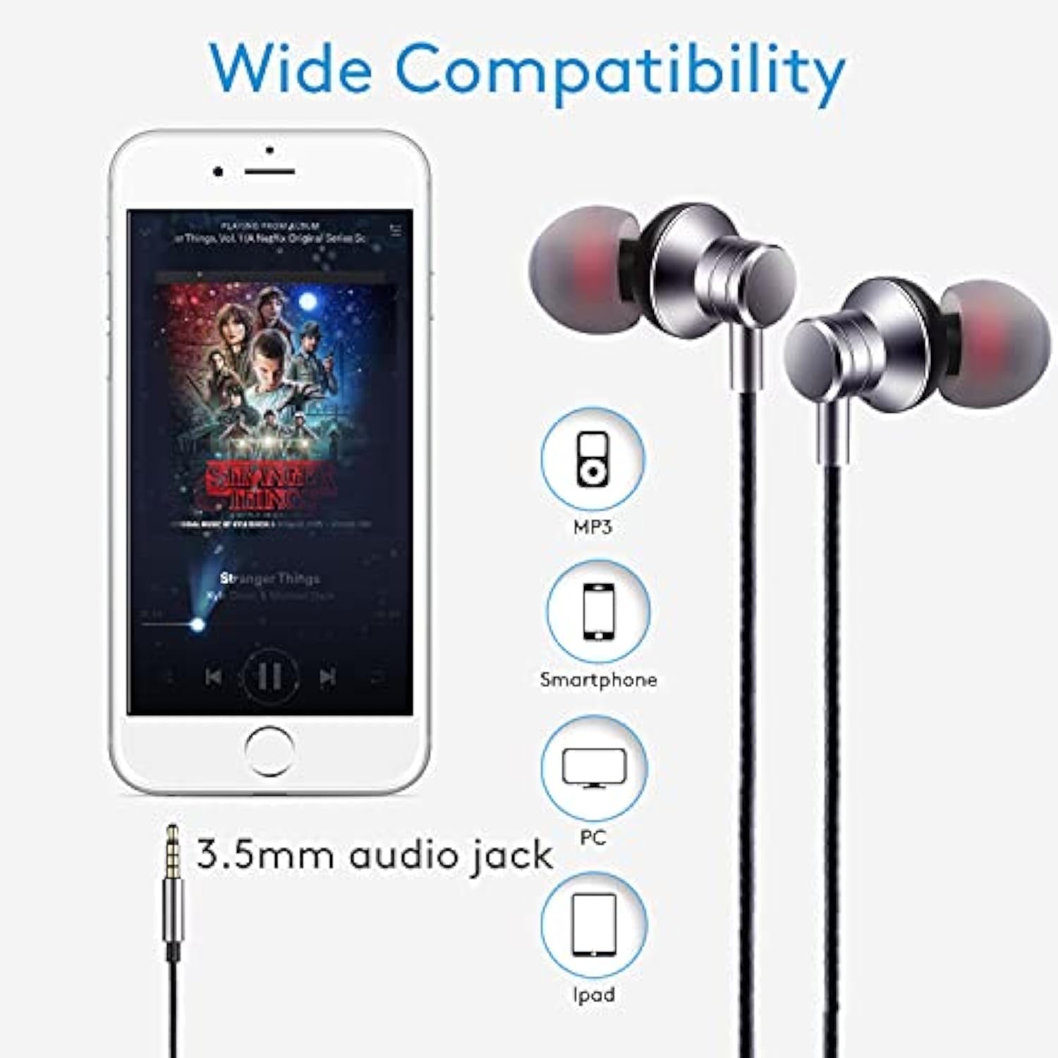 Wired Earbuds Headphones With Microphone Stereo Bass Earphones Noise Isolation