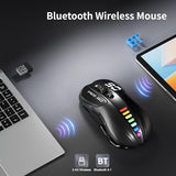 Wireless Bluetooth Mouse, Dual Mode (Bt5.1&2.4Ghz) Rechargeable Led Wireless Mouse, Computer Mice For Laptop/Pc/Mac-Bronze