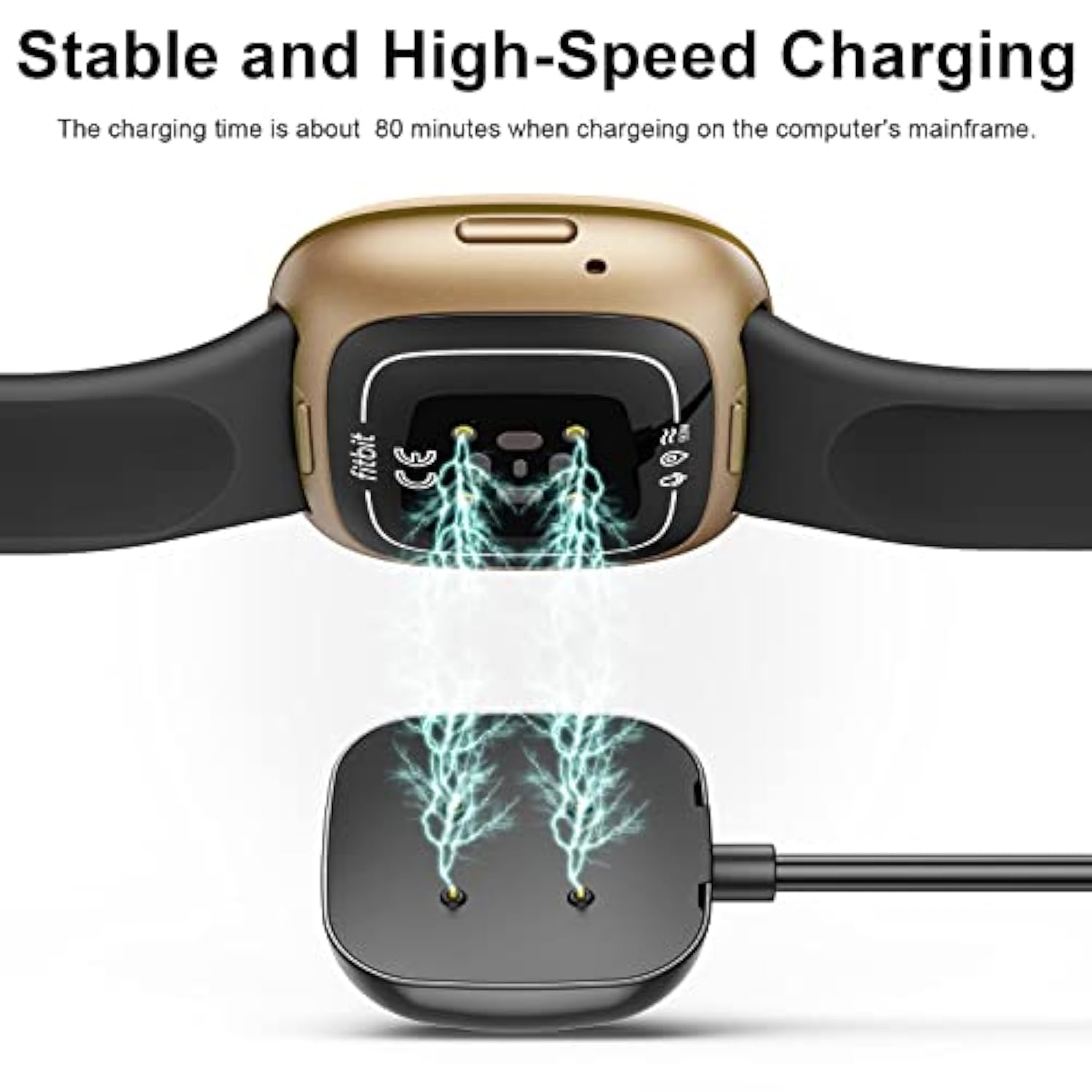 Charger Cable For Fitbit Versa 4/ Versa 3/ Fitbit Sense 2/ Sense Fitness Tracker, Soft Durable Replacement Usb Charging Cable, Two Sizes For Choice (3.3Ft/1.64Ft)