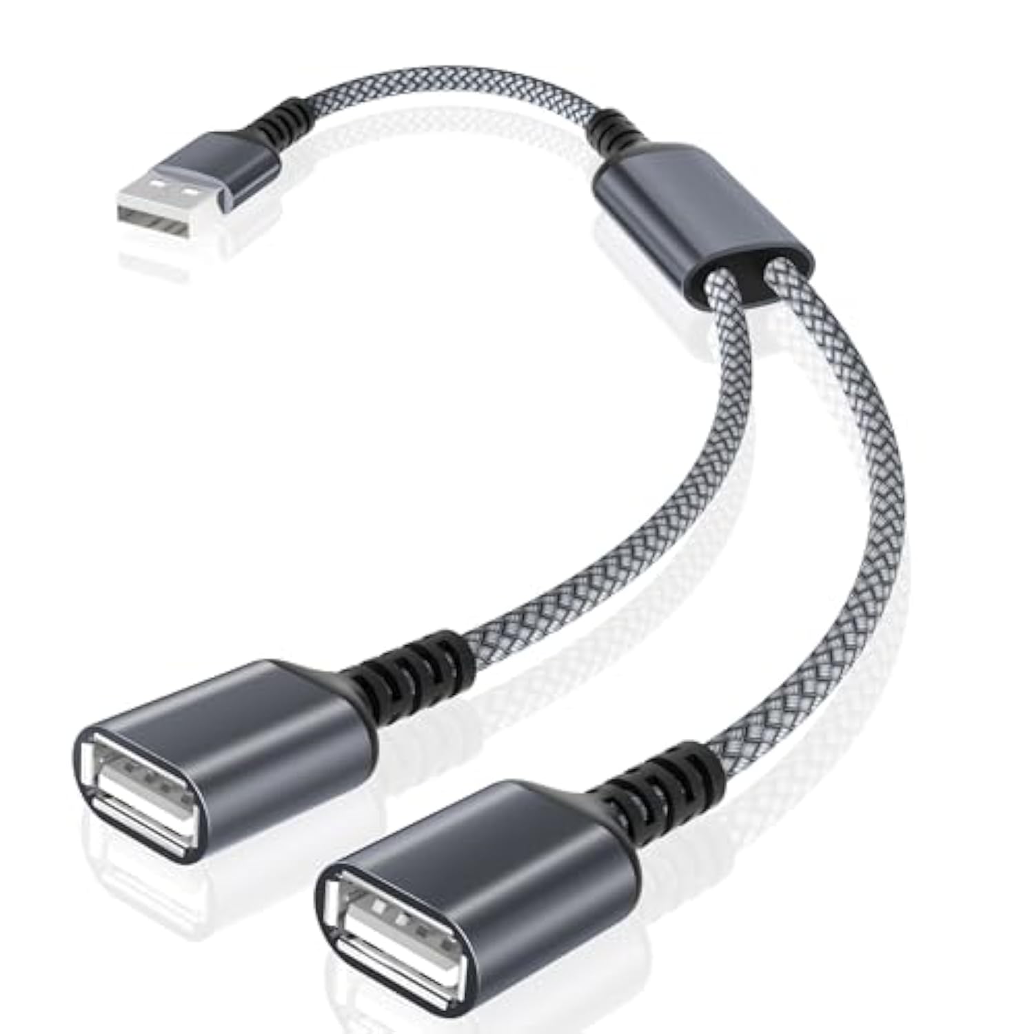 Usb Splitter Y Cable 1Ft,Usb A 1 Male To 2 Female Extension Cord Converter,Dua