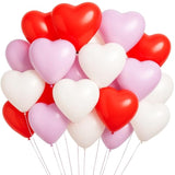 60-Piece 12-Inch Red, White, Pink Heart-Shaped Latex Balloons Set - Romantic Love Heart Balloons Decorations For Valentine'S Day, Anniversary, Wedding, Bridal Shower, Proposal, Birthday Party Favor