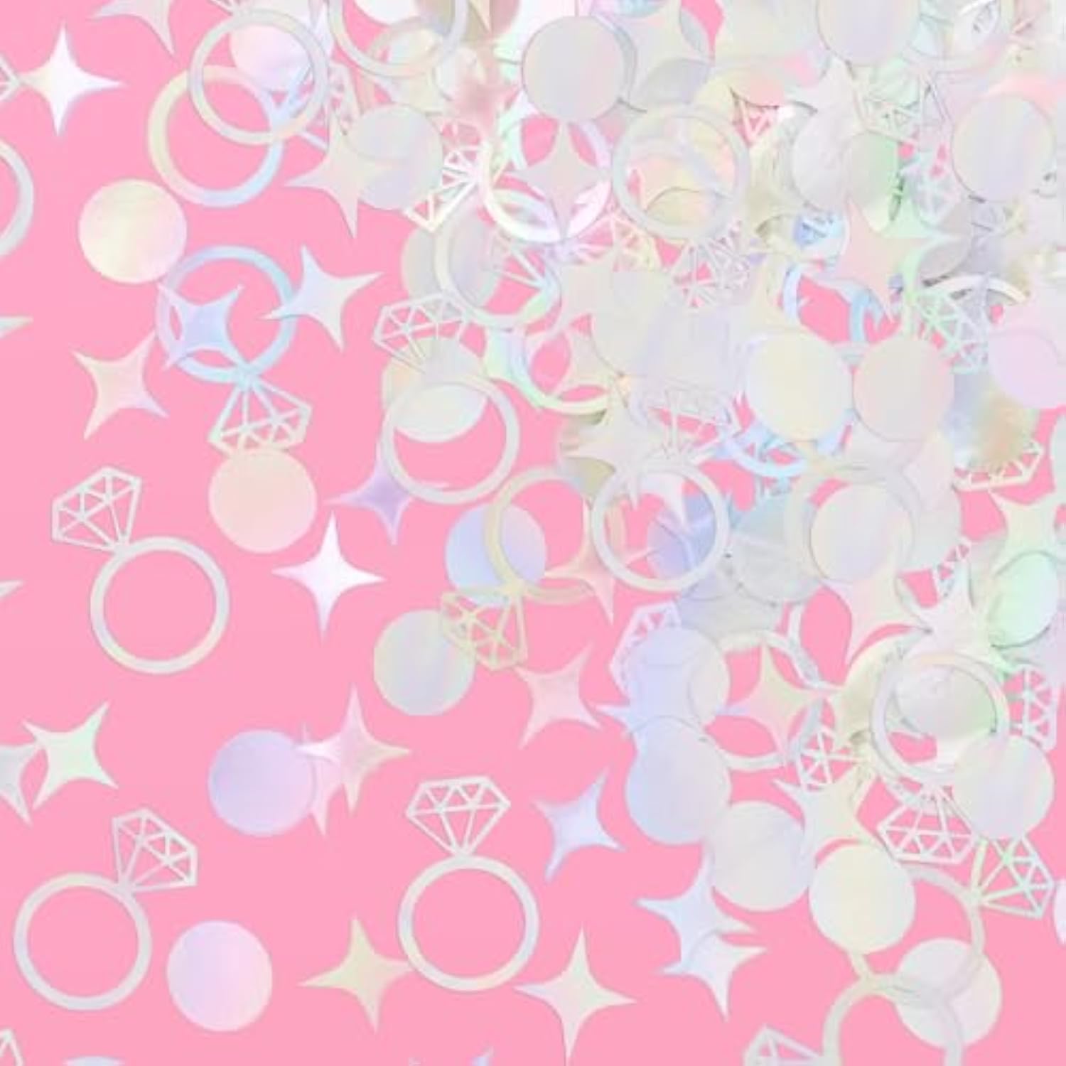 Bachelorette Party Iridescent Foil Confetti - 200 Pc | Engagement Party Decoration, Diamond Ring Table Decor, Bride To Be Bridal Shower Supplies, Engaged Era Decor
