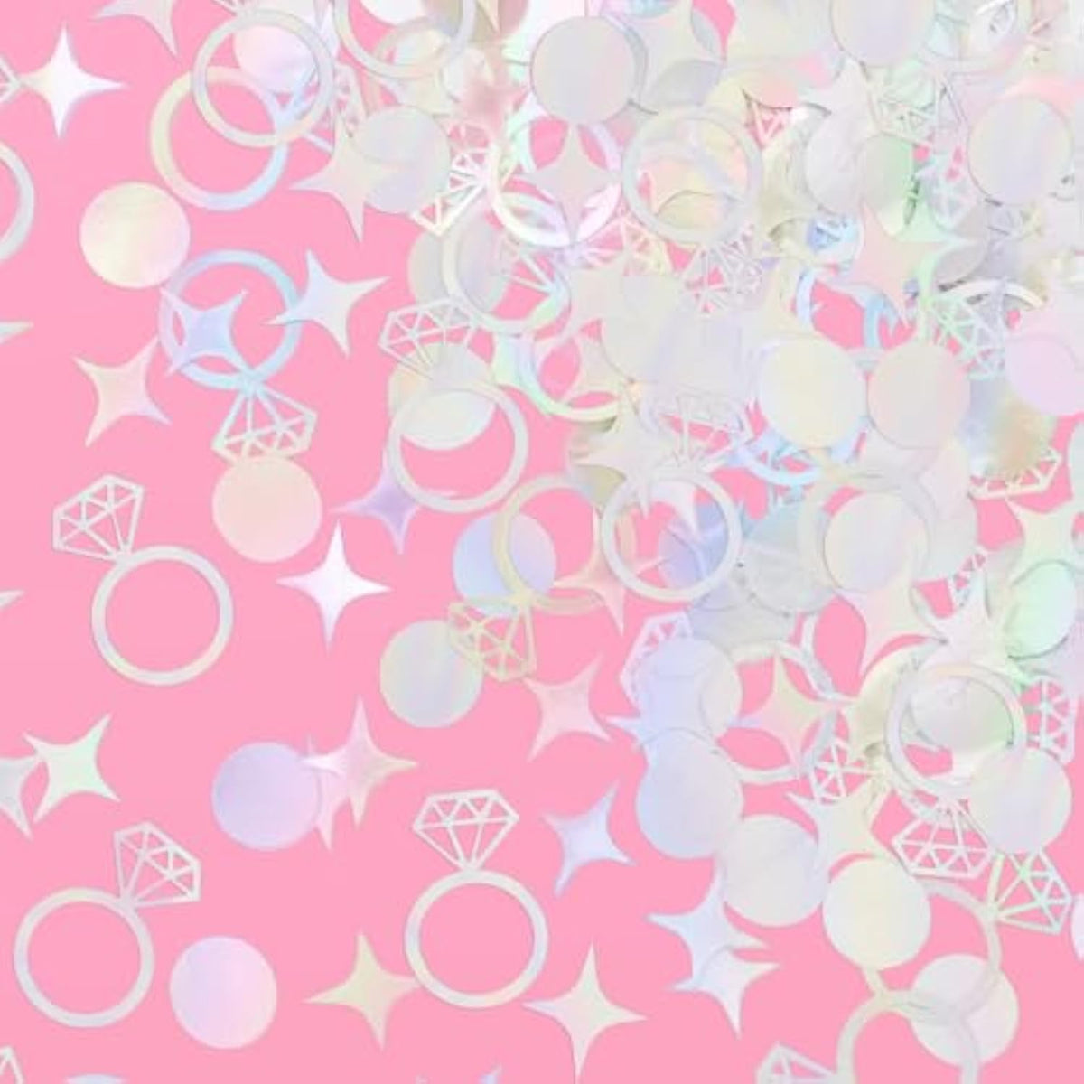 Bachelorette Party Iridescent Foil Confetti - 200 Pc | Engagement Party Decoration, Diamond Ring Table Decor, Bride To Be Bridal Shower Supplies, Engaged Era Decor