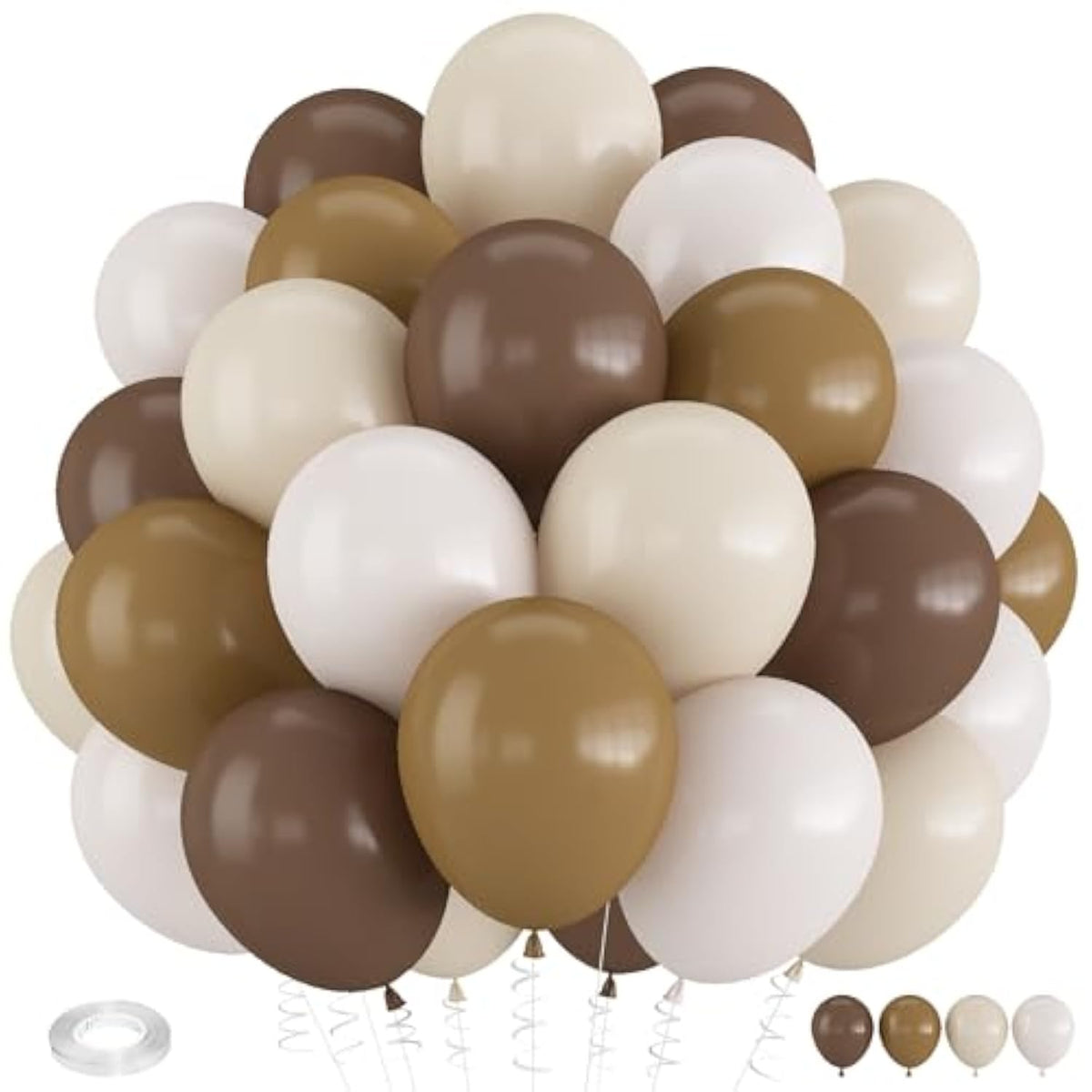 Neutral Tone Balloon Set: Brown, Beige, White Latex Party Decor