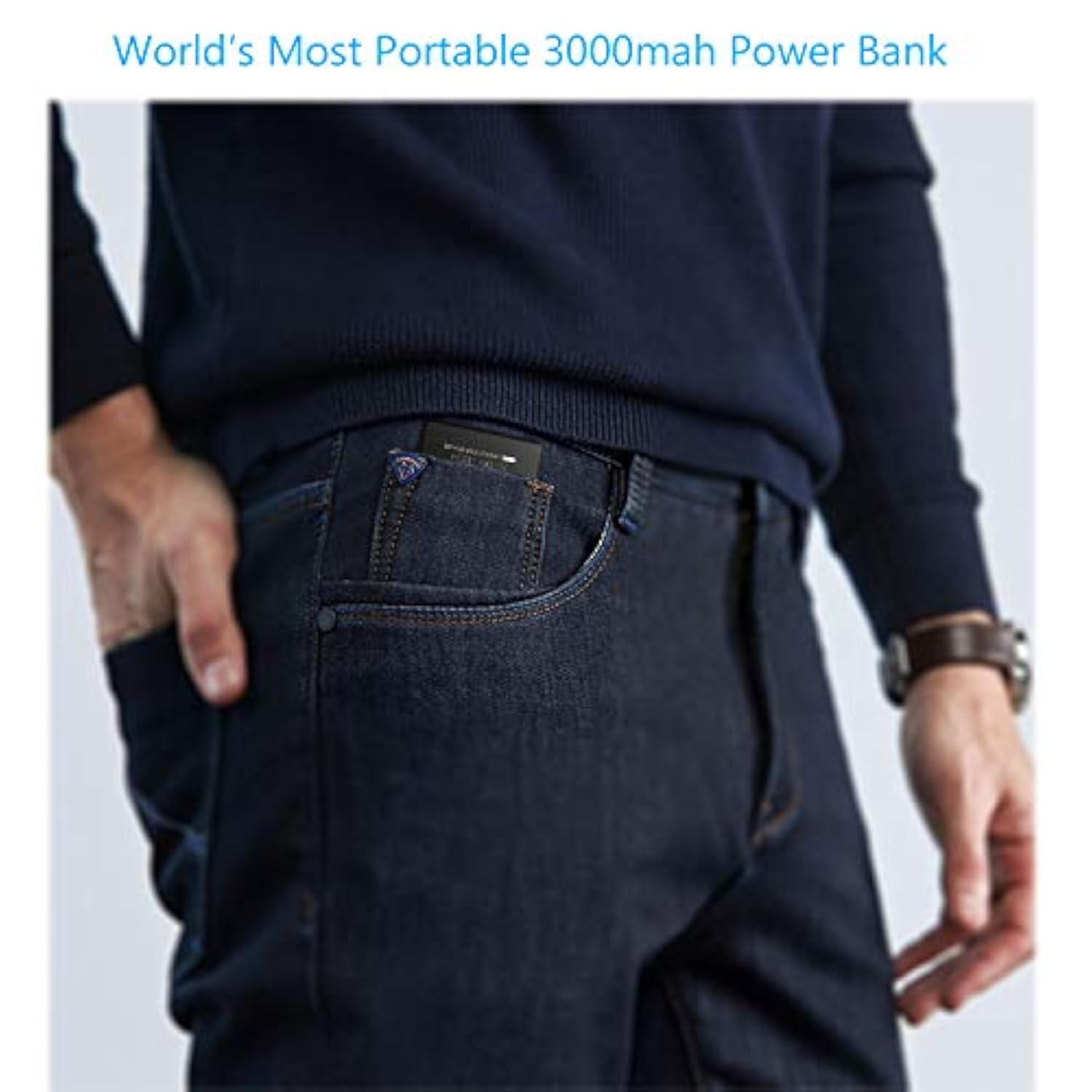 Dual Usb Output Super Slim Power Bank Ultra Thin, 3000Mah Portable Charger Mini External Phone Battery Pack Small Dual Outlet, Emergency Phone Power Backup (Black)