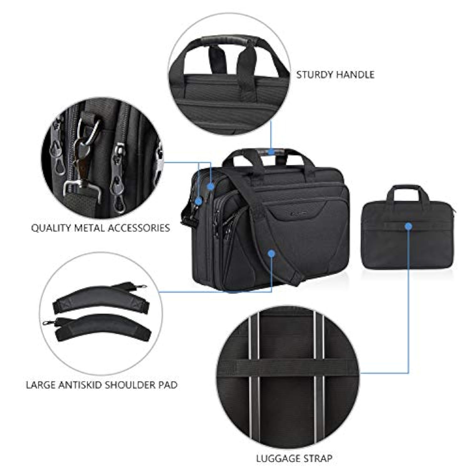Laptop Bag Premium Laptop Briefcase Fits Up To 17.3 Inch Laptop Expandable Waterrepellent Shoulder Messenger Bag Computer Bag For Travel/Business/Men/Womenblack
