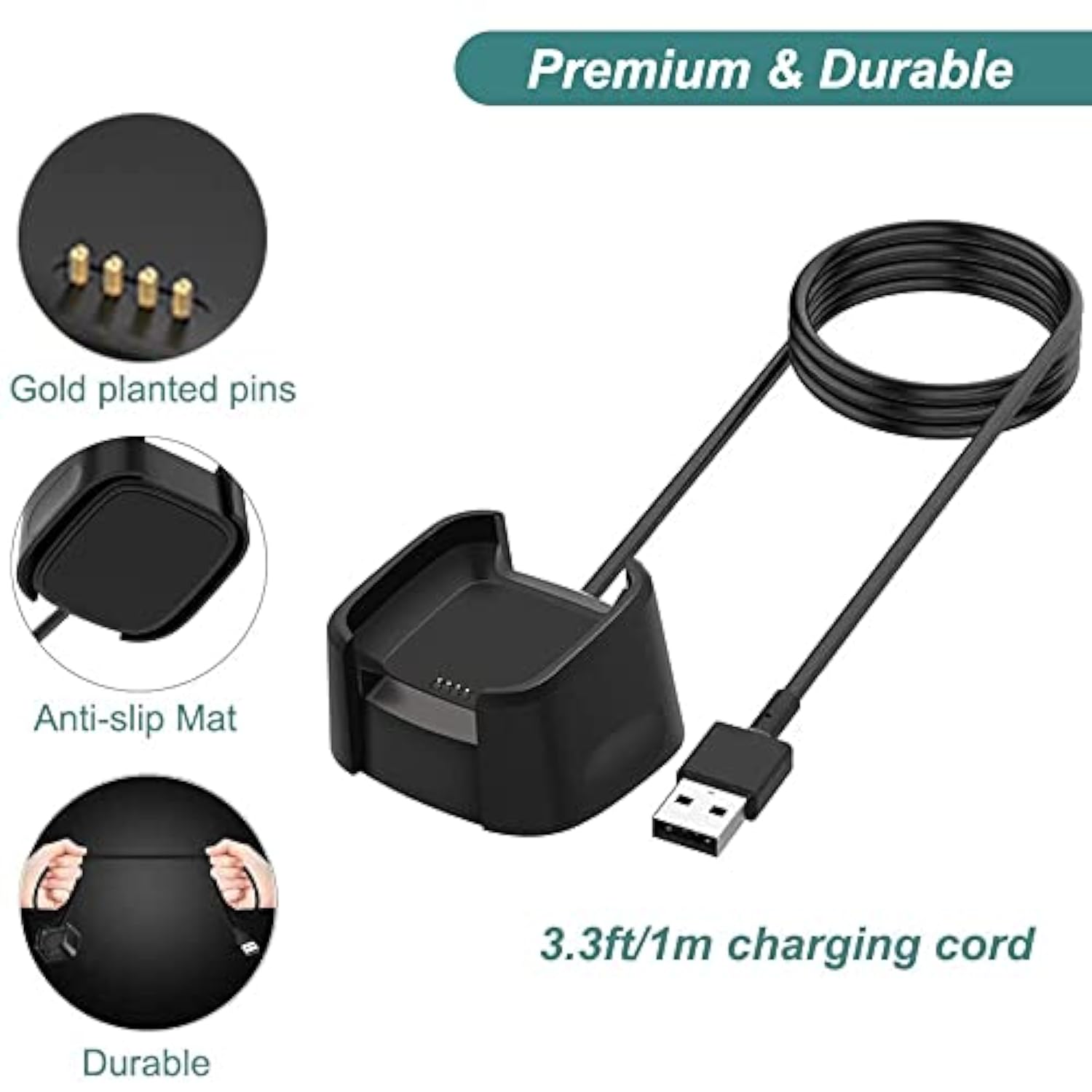 Fitbit Versa Charger Replacement Dock Cable 3.3ft USB Cord