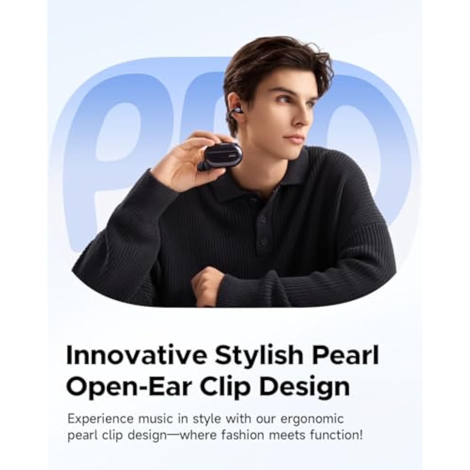 SoundPEATS PearlClip Pro Ear Ultra Open Ear Earbuds Wireless Headphones Bluetooth 5.4 Earphones Clip On Ear Buds with Mic, IPX5 Waterproof, 24 Hrs Play for Running Cycling Fitness