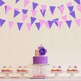 40Ft Purple Pink Fabric Bunting Banner Pennant Hanging Party Decorations Cotton Triangle Flag Garland For Girls Women Mother'S Day Princess Birthday Wedding Baby Shower Butterfly Tea Party Decor