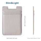 2-Pack Leather Phone Wallet, Adhesive Card Holder for iPhone & Android - White, Grey