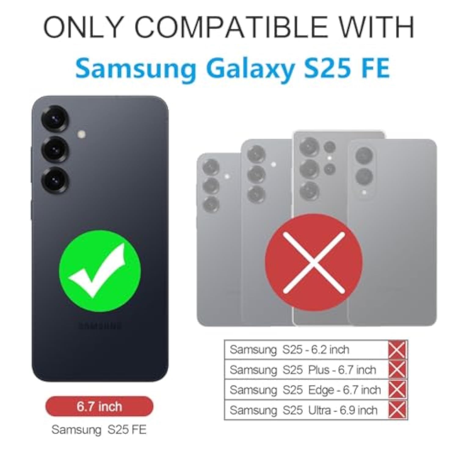 Wallet Case For Samsung Galaxy S25 Fe, Pu Leather Magnetic Flip Case With Rfid Blocking Card Holder Kickstand For Women Men, Shockproof Durable Protective Phone Cover For Galaxy S25 Fe (Black)