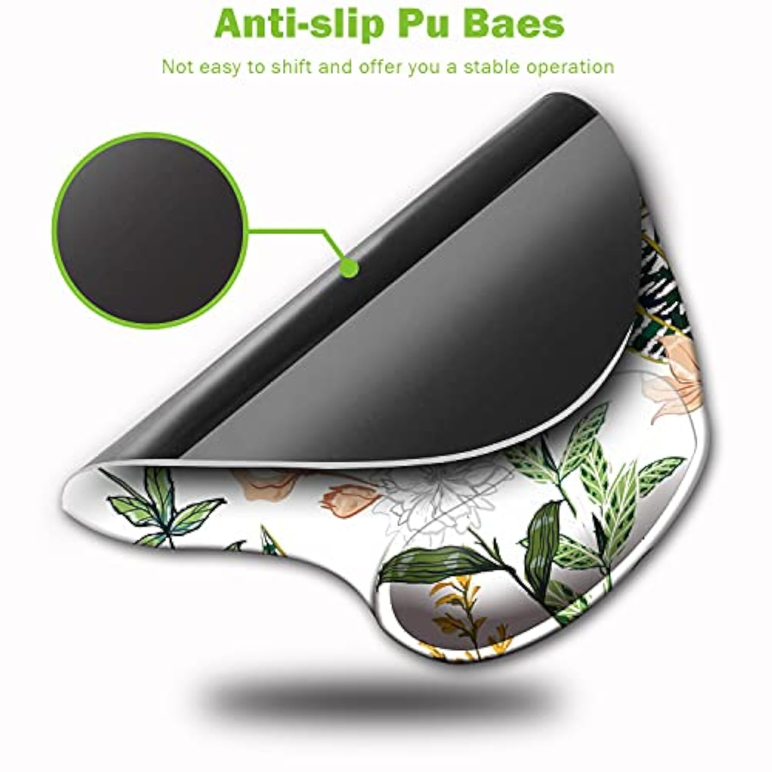 Ergonomic Mouse Pad With Wrist Support, Cute Mouse Pads With Nonslip Pu Base For Home Office Working Studying Easy Typing & Pain Relief Beautiful Floral