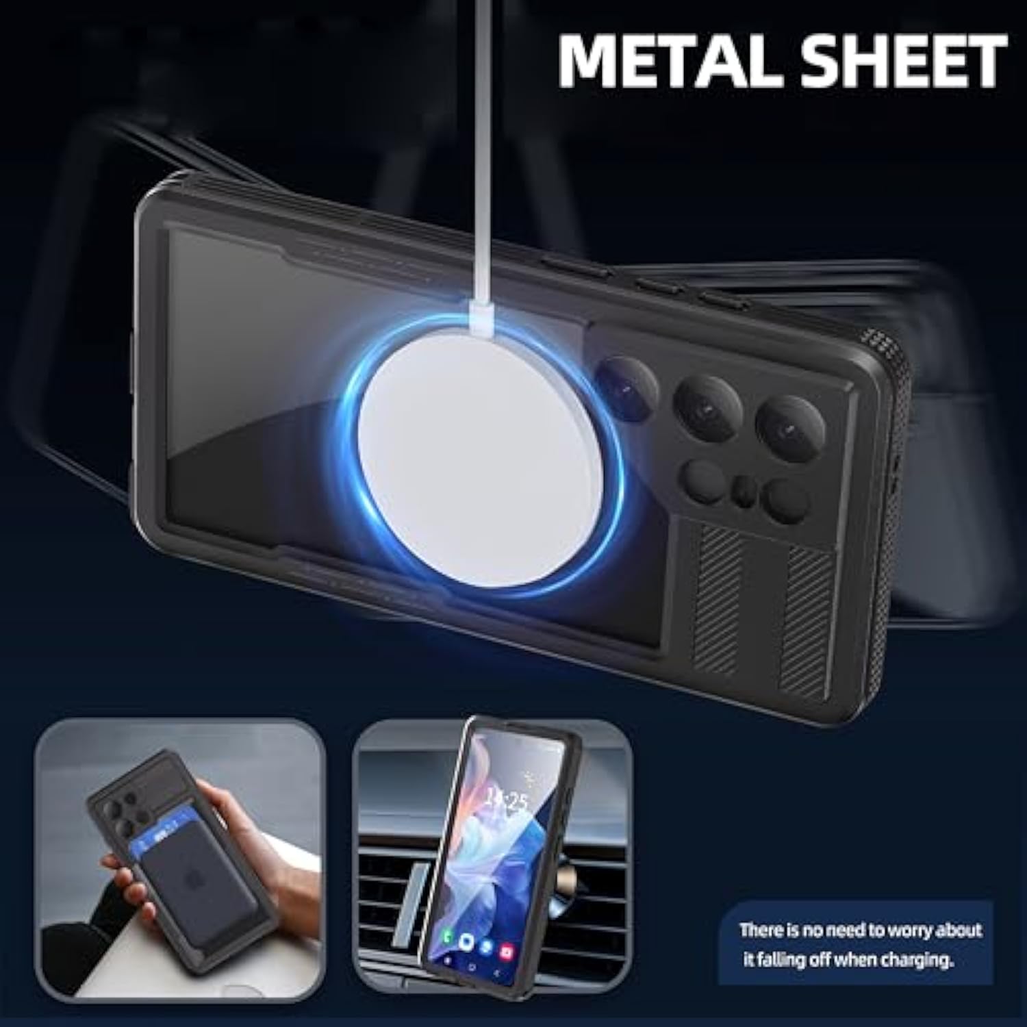 Compatible With Samsung Galaxy S25 Ultra Case Waterproof Protective,Built-In Lens & Screen Protector, Military Grade Shockproof, Full Body Rugged Case For Galaxy S25 Ultra 6.9 Inches (Black)