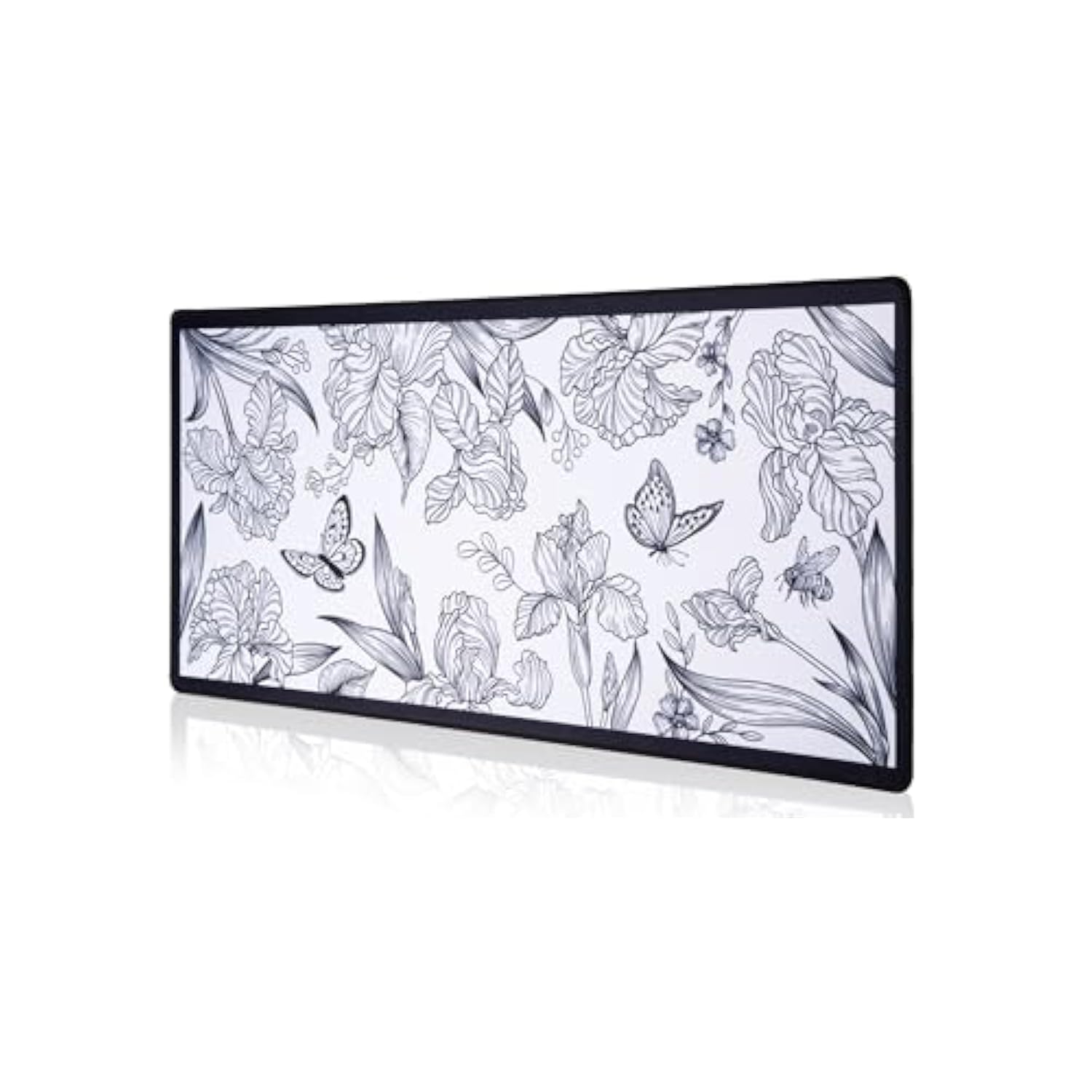 Black Large Extended Mouse Pad, Beautiful Flowers Plants, Waterproof Mouse Mat For Home And Office, Gaming Mousepad Laptop Keyboard Mat With Nonslip Base, Stitched Edges (31.5"X11.8"X0.12")