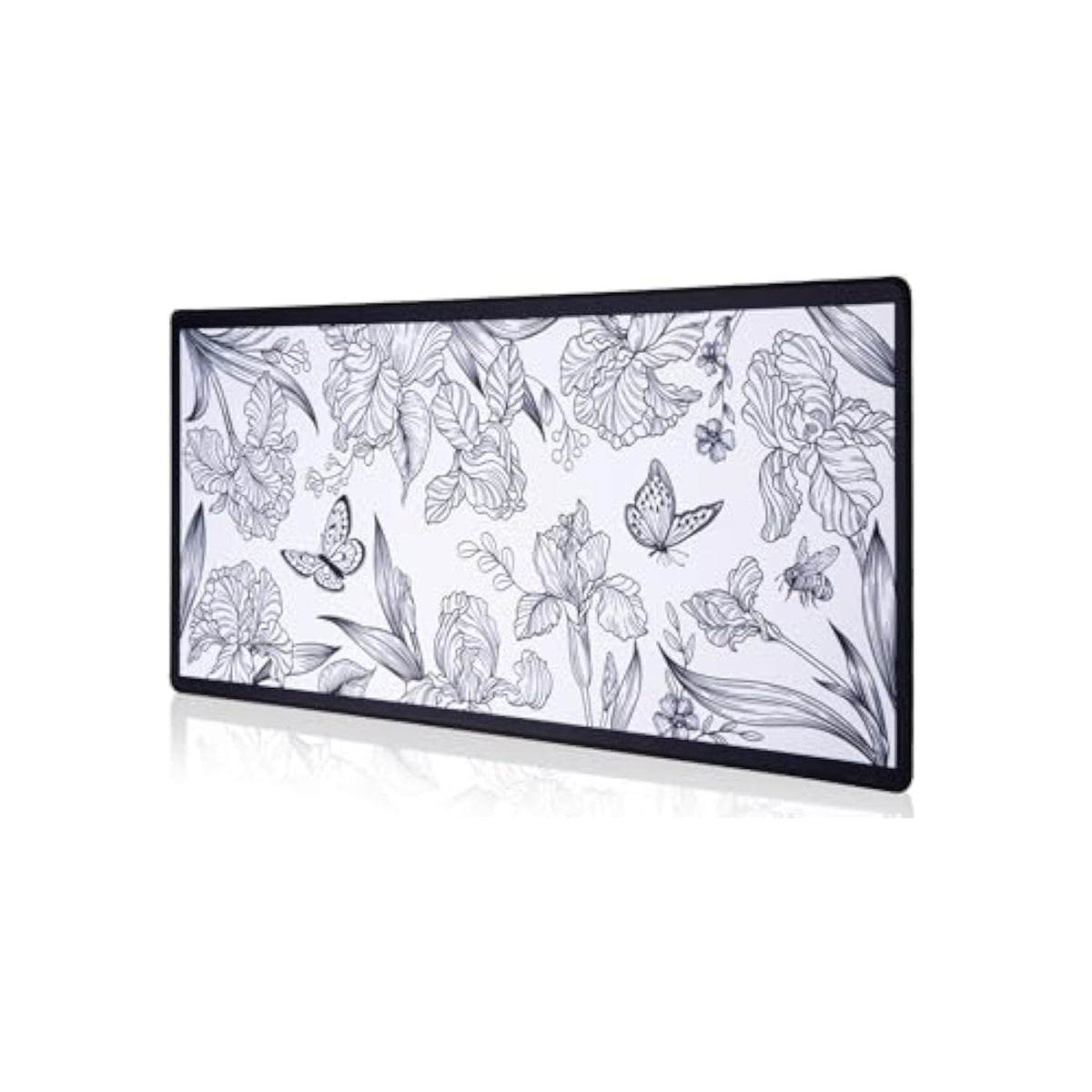 Black Large Extended Mouse Pad, Beautiful Flowers Plants, Waterproof Mouse Mat For Home And Office, Gaming Mousepad Laptop Keyboard Mat With Nonslip Base, Stitched Edges (31.5"X11.8"X0.12")