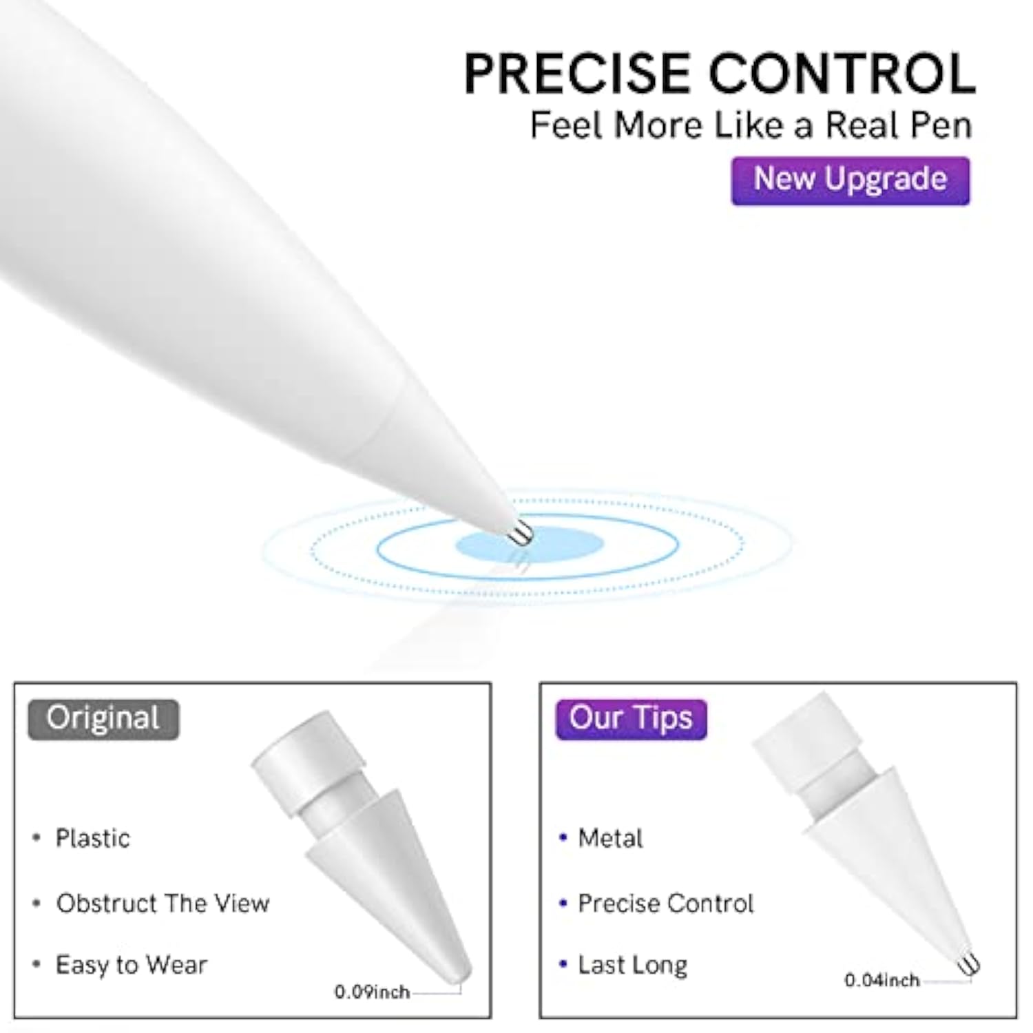 5-Pack Replacement Tips for Apple Pencil 1st/2nd Gen & USB-C Precise Nibs