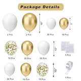 White & Gold Balloon Arch Kit: 124-Piece Confetti Party Garland