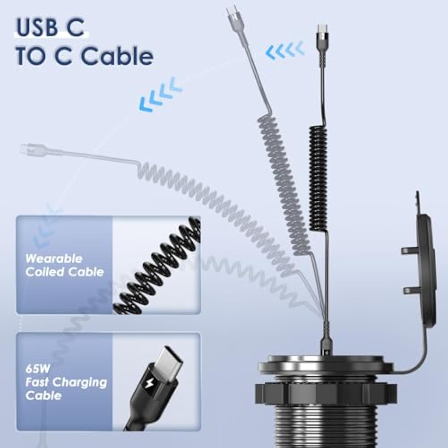 12V Usb C Outlet 78W 4 Ports Aluminum Car Charger Socket, Dual Pd 30W And Dual Qc 18W Car Usb Port 12V Charger With Voltmeter And C To C Cable, Suitable For Boat Marine Bus Truck Golf Rv Motorcycle