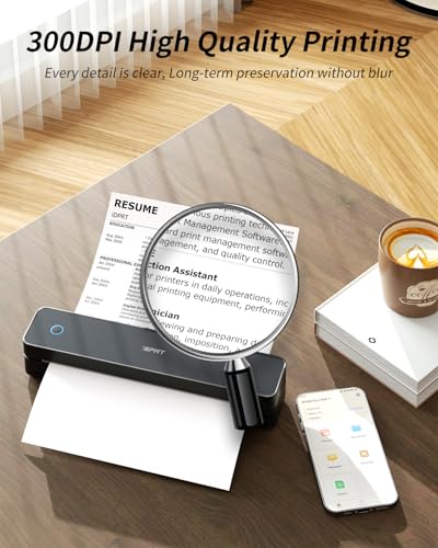 Portable Thermal Printer, Mt610 Pro Wireless For Travel, 300 Dpi Bluetooth Inkless Printer Support 8.5" X 11" Us Letter&A4&A5 Thermal Paper For Home, Compatible With Ios, Android, Laptop, Black
