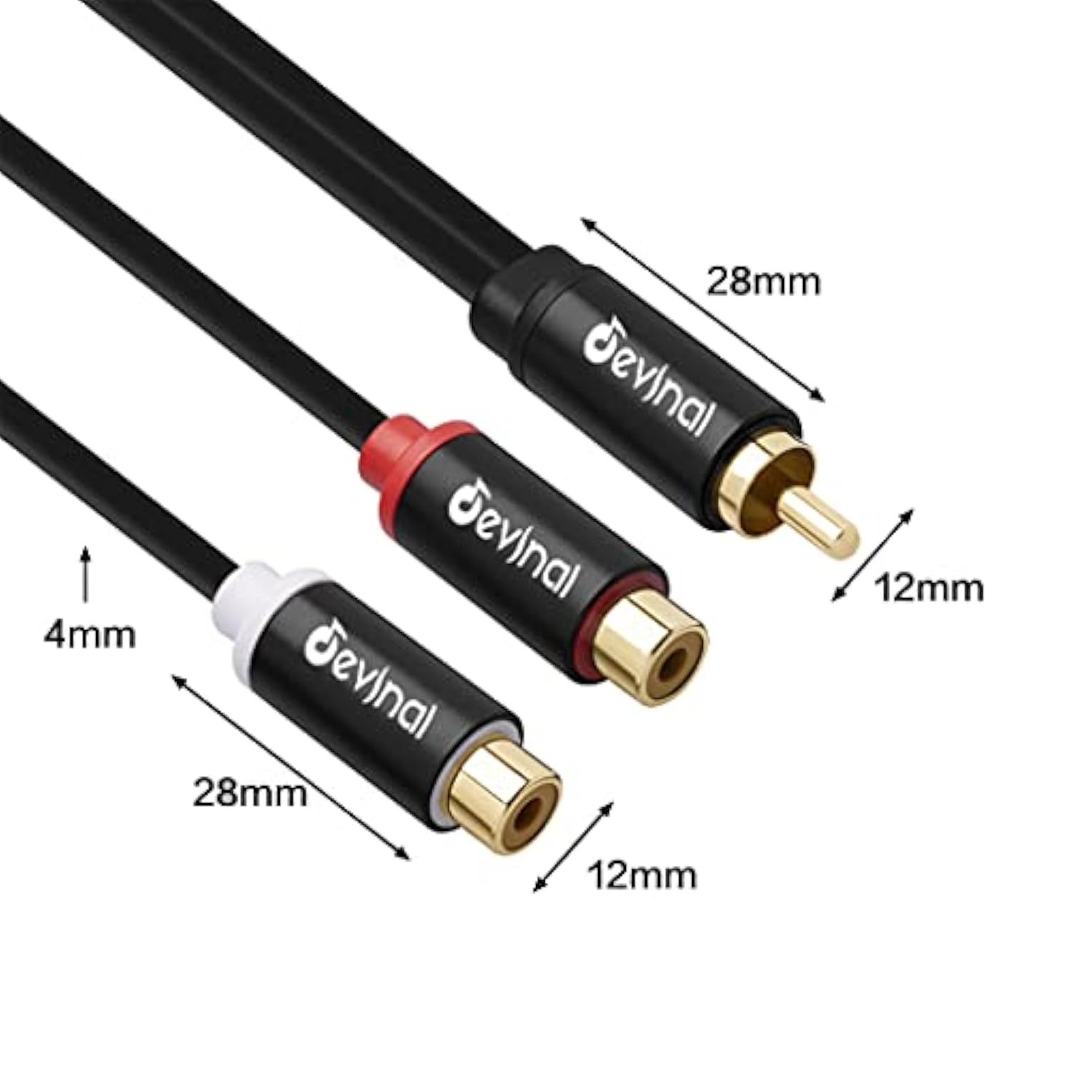 Rca Y Cable, 1 Male To 2 Female Rca Splitter, Subwoofer Splitter Adapter Gold