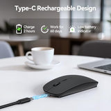 Bluetooth Wireless Mouse For Laptop, Rechargeable Silent Computer Mouse (Bluetooth 5.2/3.0 & 2.4G), Ultra-Thin, 6-Level Adjustable 4800 Dpi Bluetooth Mouse For Mac Os, Ipad, Windows, Android