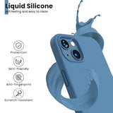 Shockproof Liquid Silicone Designed For Iphone 13 Case Gel Rubber Anti-Shock Cover Case Drop Protection 6.1Inch-Blue