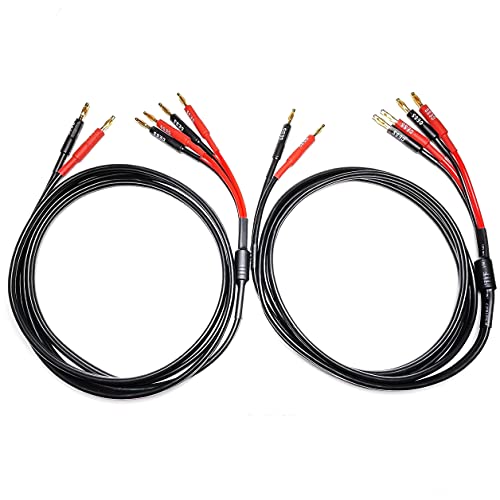 CESS-106-6f Bi-Wire Banana Plug Splitter Speaker Cable, 2 Banana Plugs to 4 Banana Plugs, 12 Gauge, 2-Channel (6 Feet)