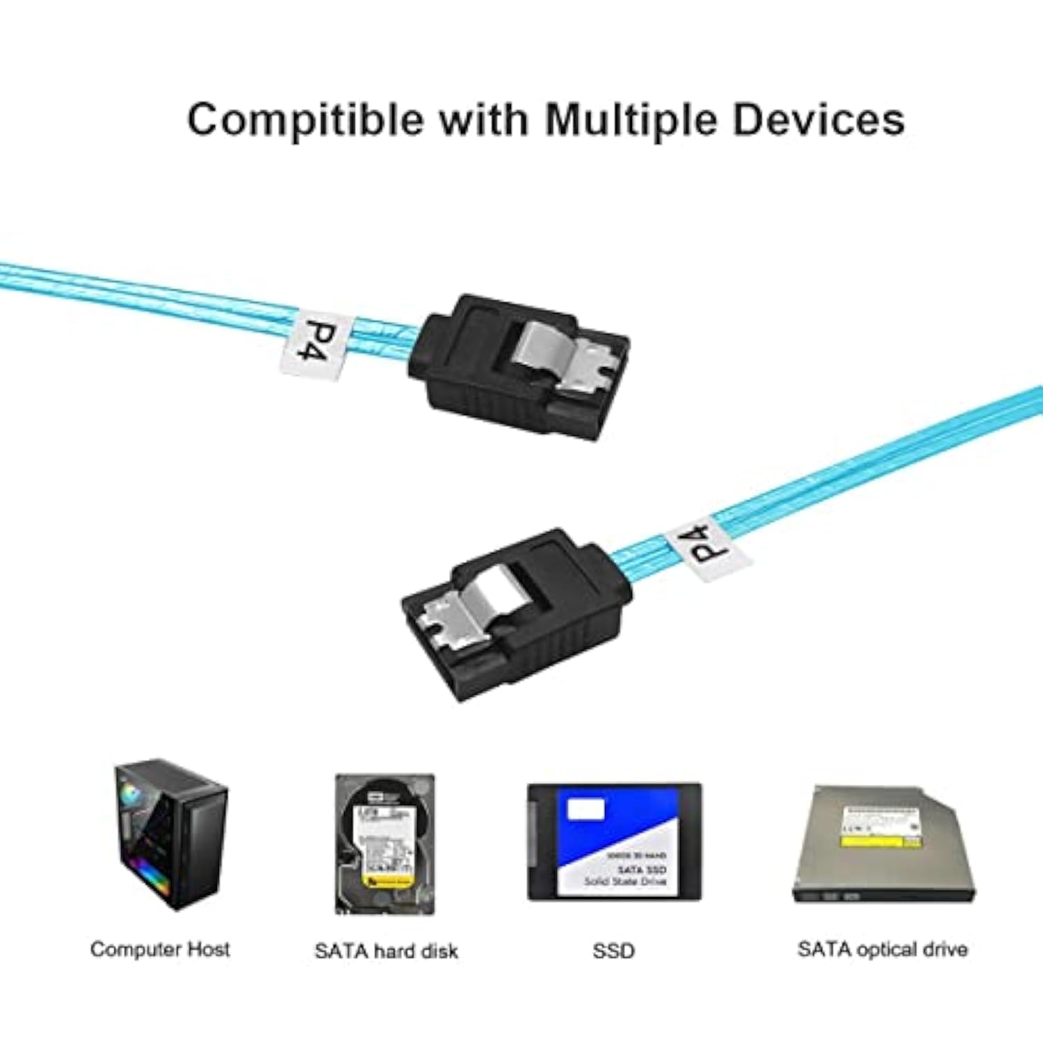 Sata-Iii Cable:0.5M,5 Pack Sata 6Gbps Cables Thin Sata Cable,Straight Sata Ssd