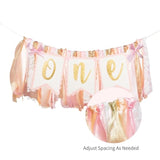 Pre - Strung Pink Highchair Banner - 1St One Birthday Highchair Banner For Princess Girls One Baby Shower Room Party Decor