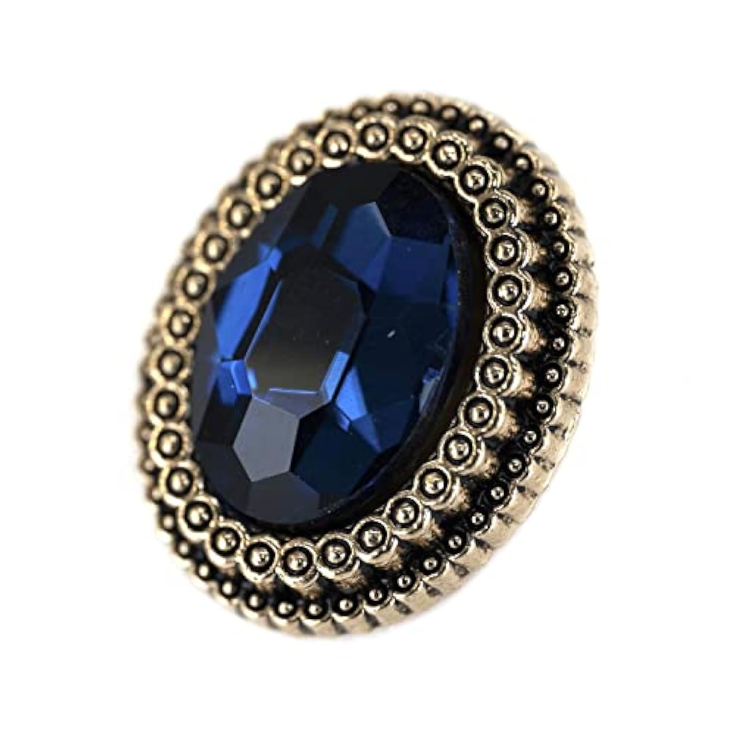 20 Pcs Blue Oval Rhinestone Metal Shank Sewing Coat Buttons - 21Mm - 2