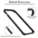 New Aluminum Frame Metal Bumper Slim Hard Case Cover For Iphone 14 Pro Max, Armor With Soft Inner Bumper, Raised Edge Protection (Black, For 6.7" Iphone 14 Pro Max)