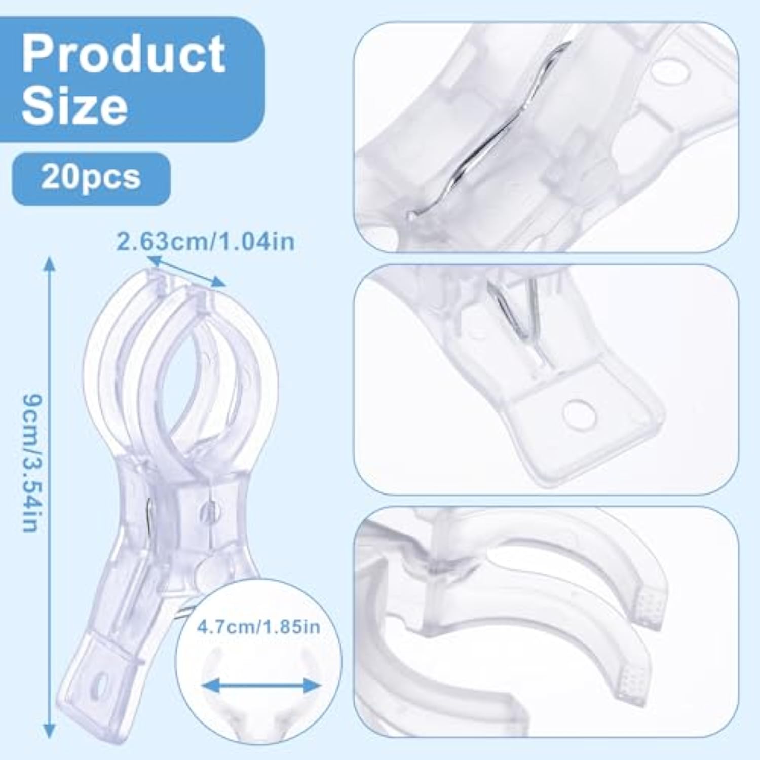 20Pcs Balloon Arch Clips Transparent Large Plastic Backdrop Clips Spring Clamps 3.54Inch Heavy Duty Clamps For Balloon Arch Crafts Backdrop Woodworking Photography Studios