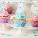 Blue Bow Cupcake Toppers 30Pcs Blue Bow Cake Topper Birthday Decorations Mini Bowknot Cupcake Picks Baby Shower Cupcak Picks For Bachelorette Bridal Engagement Birthday Wedding Party Cake Decorations