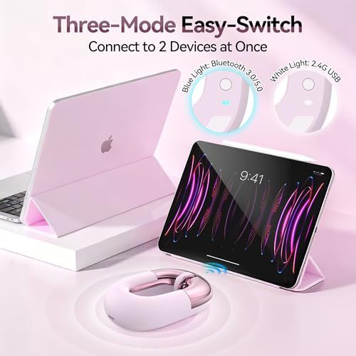 Travel Mouse Dual Mode Wireless Charging Mouse,Macaron Color Scheme Sweet Donut Bluetooth Computer Mice,Silent And Lightweight,1200 Dpi Optical Tracking,Compatible With Pc,Mac,Laptopcarmine Pink