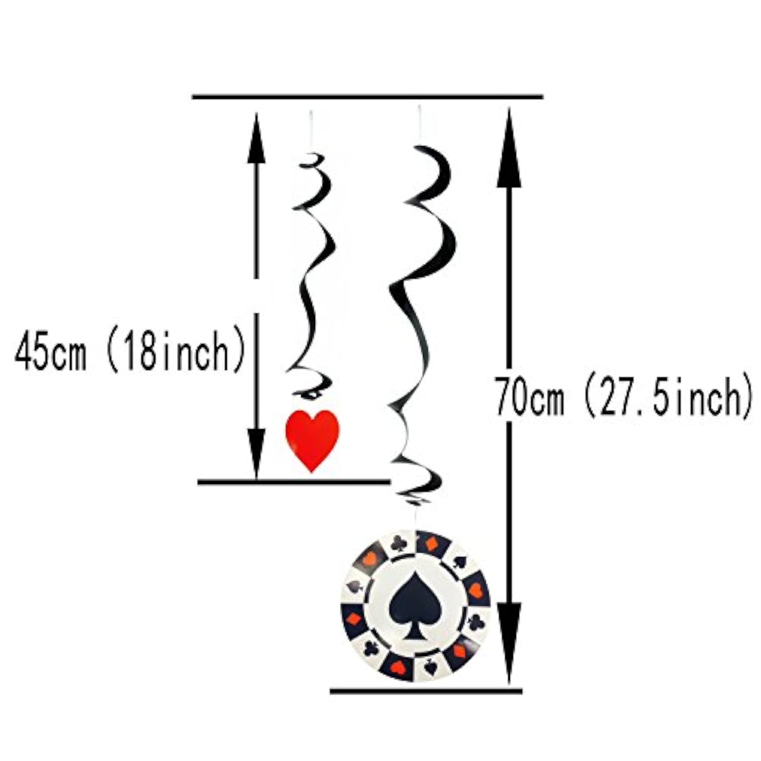18Pc Casino Party Hanging Swirls Decorations Vegas Poker Birthday Party
