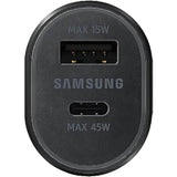 Samsung Super Fast Dual Car Charger (45W+15W) Dual Ports USB-C & USB-A - Black - EP-L5300XBEGWW