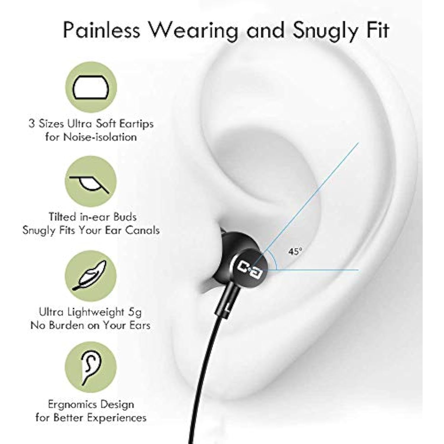 Extra Long Earbuds For Tv & Pc, With 12Ft Spring Coiled Extension Cable, Volume Control & Mic, In-Ear Wired Headphones For 3.5Mm Audio Output Devices, Changeek Cgs06