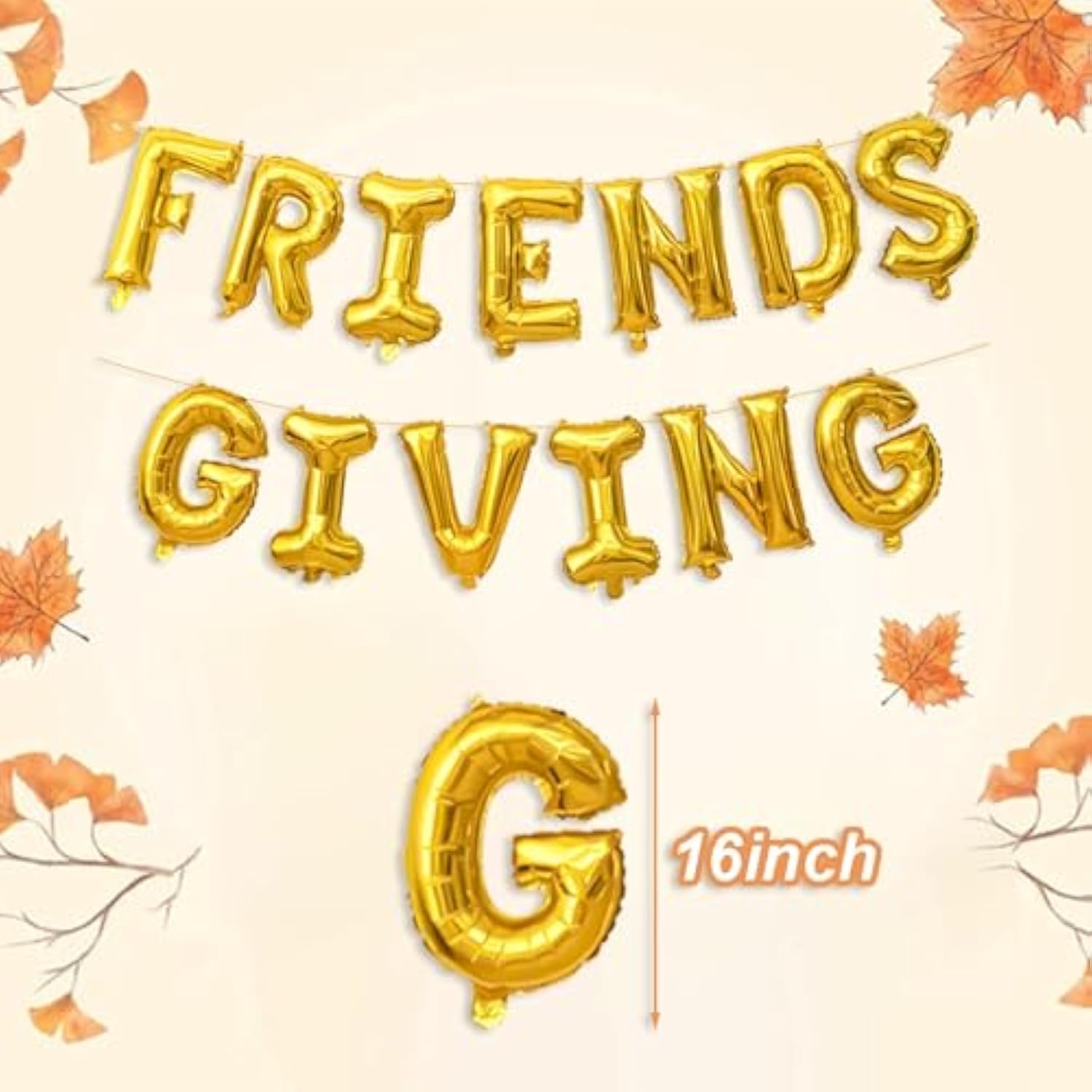 Gold Friendsgiving Balloons 16 Inch Banner Thanksgiving Party Decorations