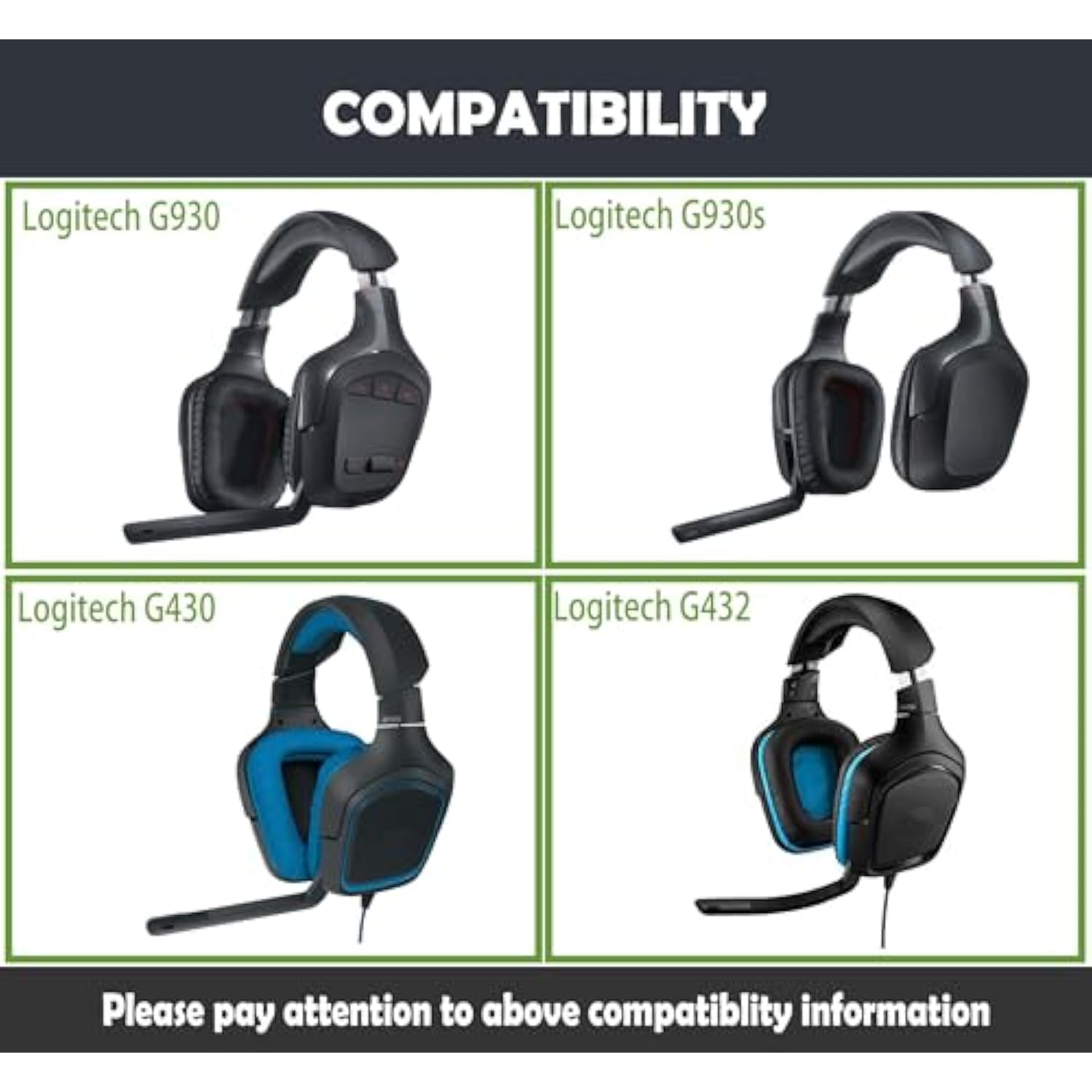 G432 Earpads Cushion Replacement With Protein Leather For 430/G432/G930/G930S Headphones