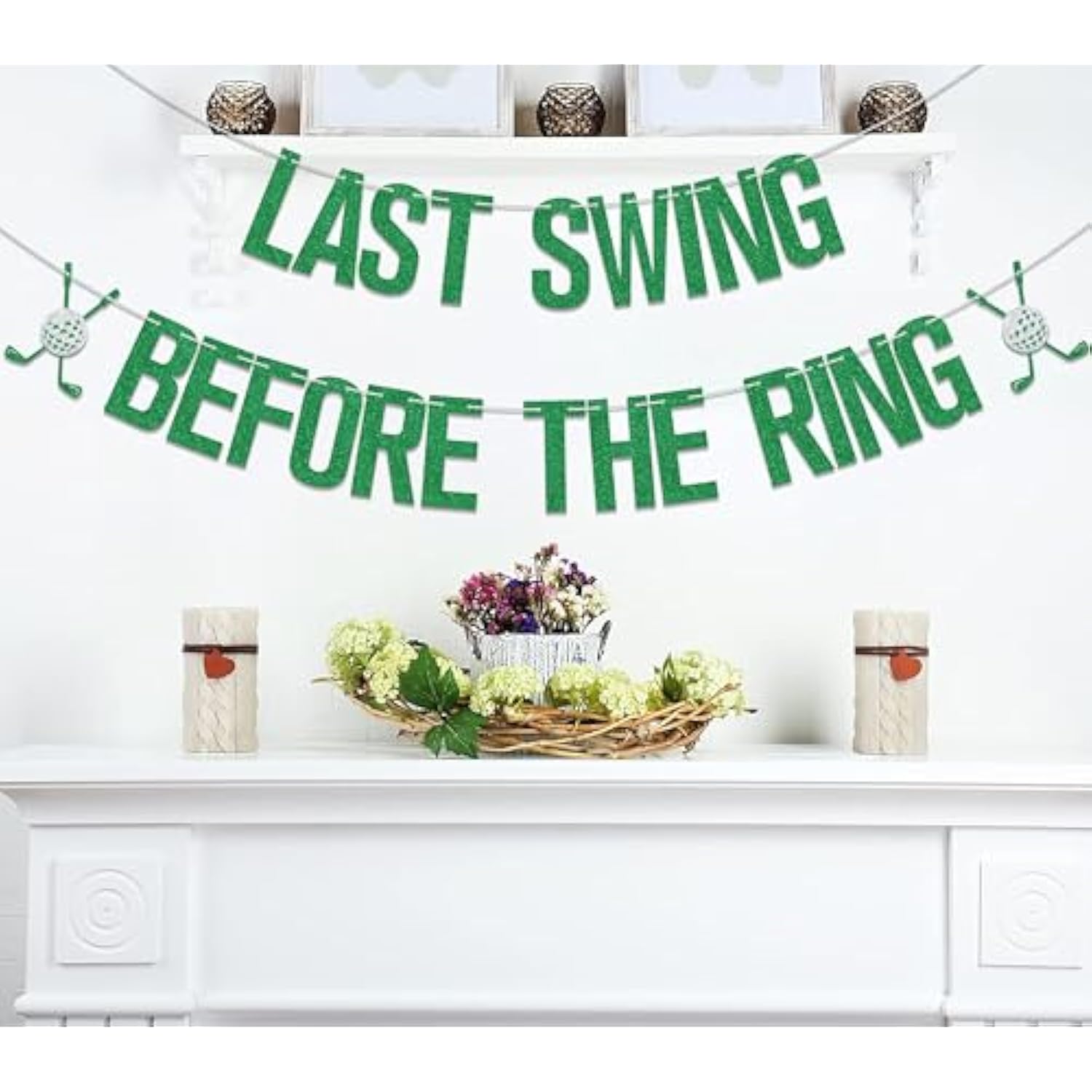Last Swing Before The Ring Banner,Golf Bachelorette Bridal Shower Party Decor,Same Hole Forever,Golf Bachelorette Engagement Wedding Bridal Shower Party Supplies Green Silver