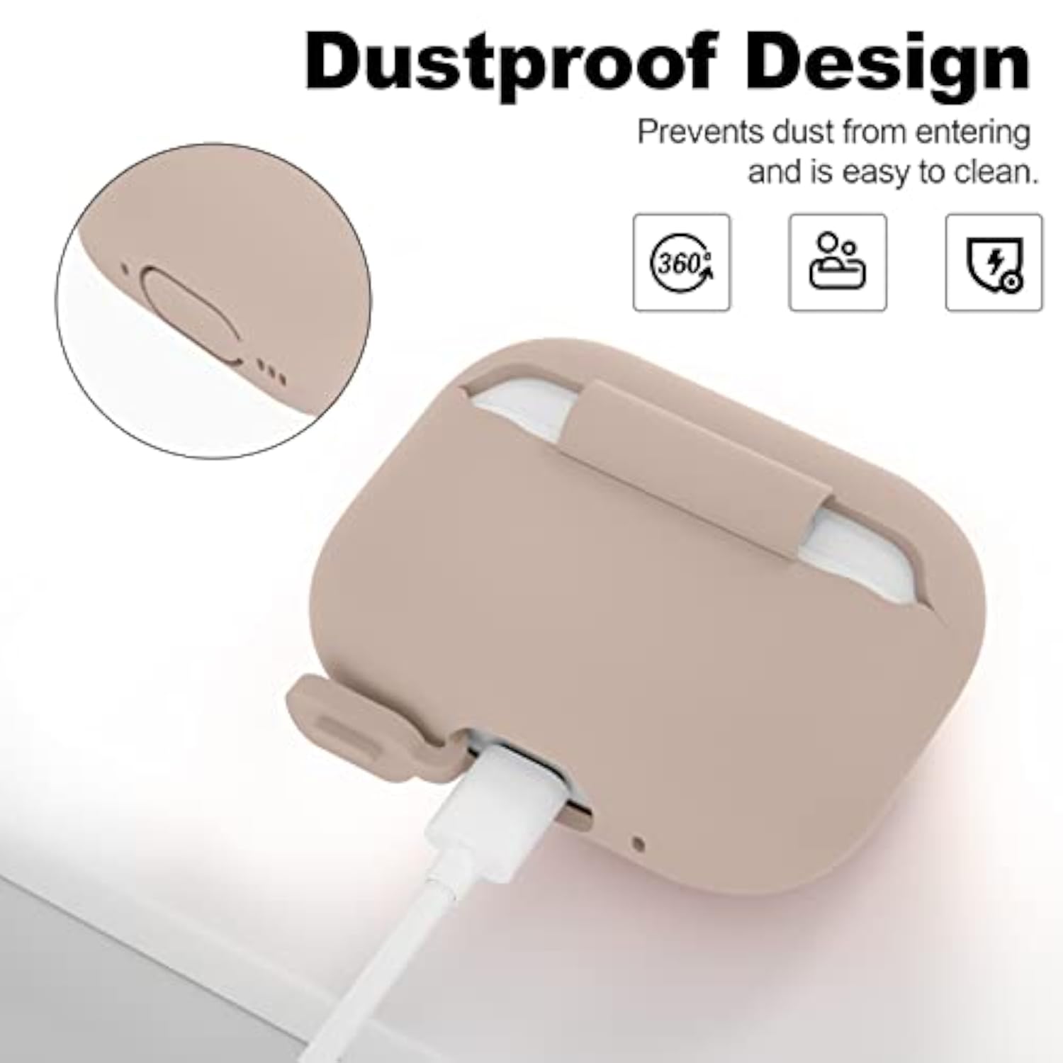 Protective Soft Silicone Skin Case Cover for Apple AirPods Pro 2nd Generation, Men Women Boys Girls Accessories, Tan Brown