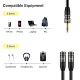 Headphone Splitter 3.5 Mm Audio Stereo Y Splitter Cable, 1/8 Inch Trs Male To Dual 1/8 Inch Trs Female Headphone Jack Adapter Aux Extension Cable For Phone/Ps4/Switch/Tablet, 0.65 Ft