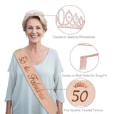 50Th Birthday Decorations For Women,32Pcs 50Th Birthday Party Decorations,Including Backdrop, Crown, Sash, Banner, Hanging Swirl,Cake Topper,Balloons,Paper Fans,Anniversary Card And Paper Fans